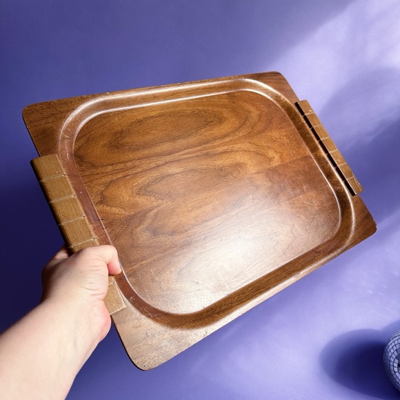 Mid-Century Overton Bentwood Wooden Walnut Serving Tray - Brown - Picture 2 of 7